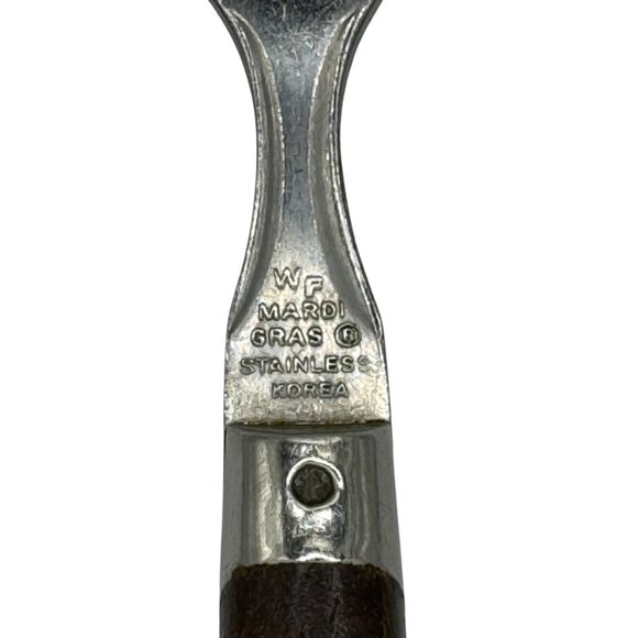 Vintage WF Mardi Gras Stainless Steel Fork With Dark Wood Handle - Picture 3 of 7